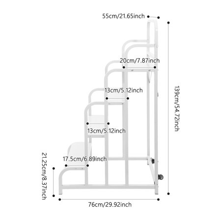 4 Steps Stair with Wheels White Industrial & Warehouse 4-Step Rolling Stairs