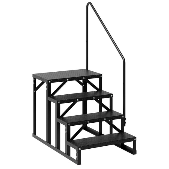 4-Steps Stairs with Handrail, 660 lbs Load Capacity, Portable Pool Ladder, Non-Slip Step Stool for Elderly, Pet, RVs, Campers, Trailers, Mobile Home, Hot Tub, Bed