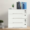 thumbnail image 1 of 4-Storey White Wood 40cm Lock Storage Cabinet Drawer Desktop Locker File Storage Cabinet, 1 of 10