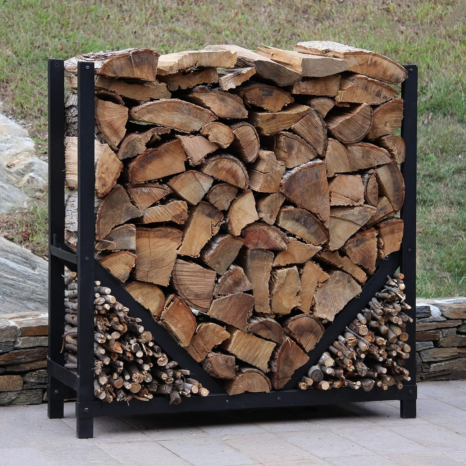 ShelterIT 4' Straight Firewood Log Rack, Heavy Gauge Steel, Powder ...