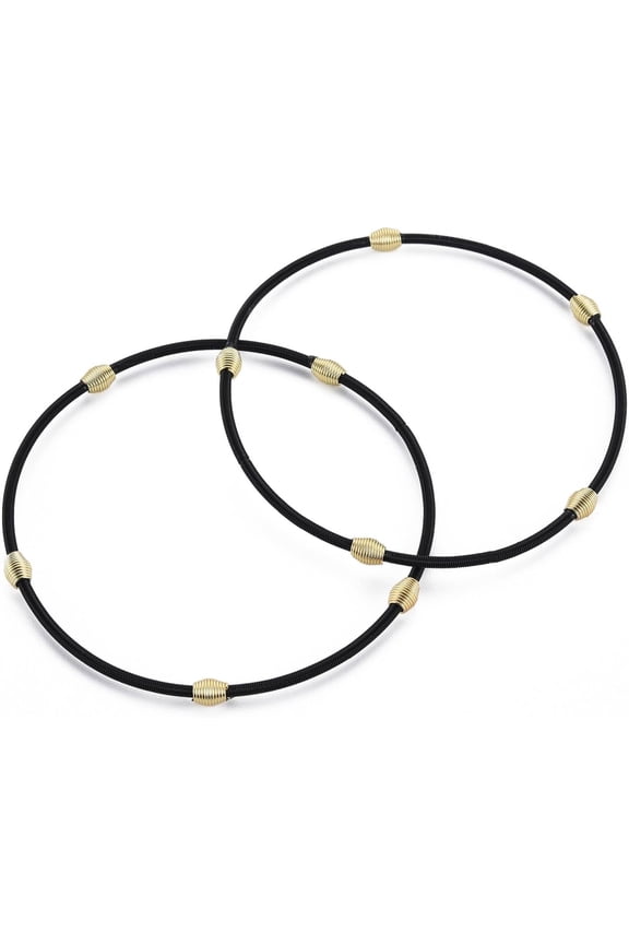 4 Strand Electrooresis Black Spring Bracelets Minimalist Bracelets with Beads Plated Steel French Wire/Gimp Wire Bracelets for Women Birthday Festival Elegant Gifts DIY Jewelry 12 Gauge 4strands