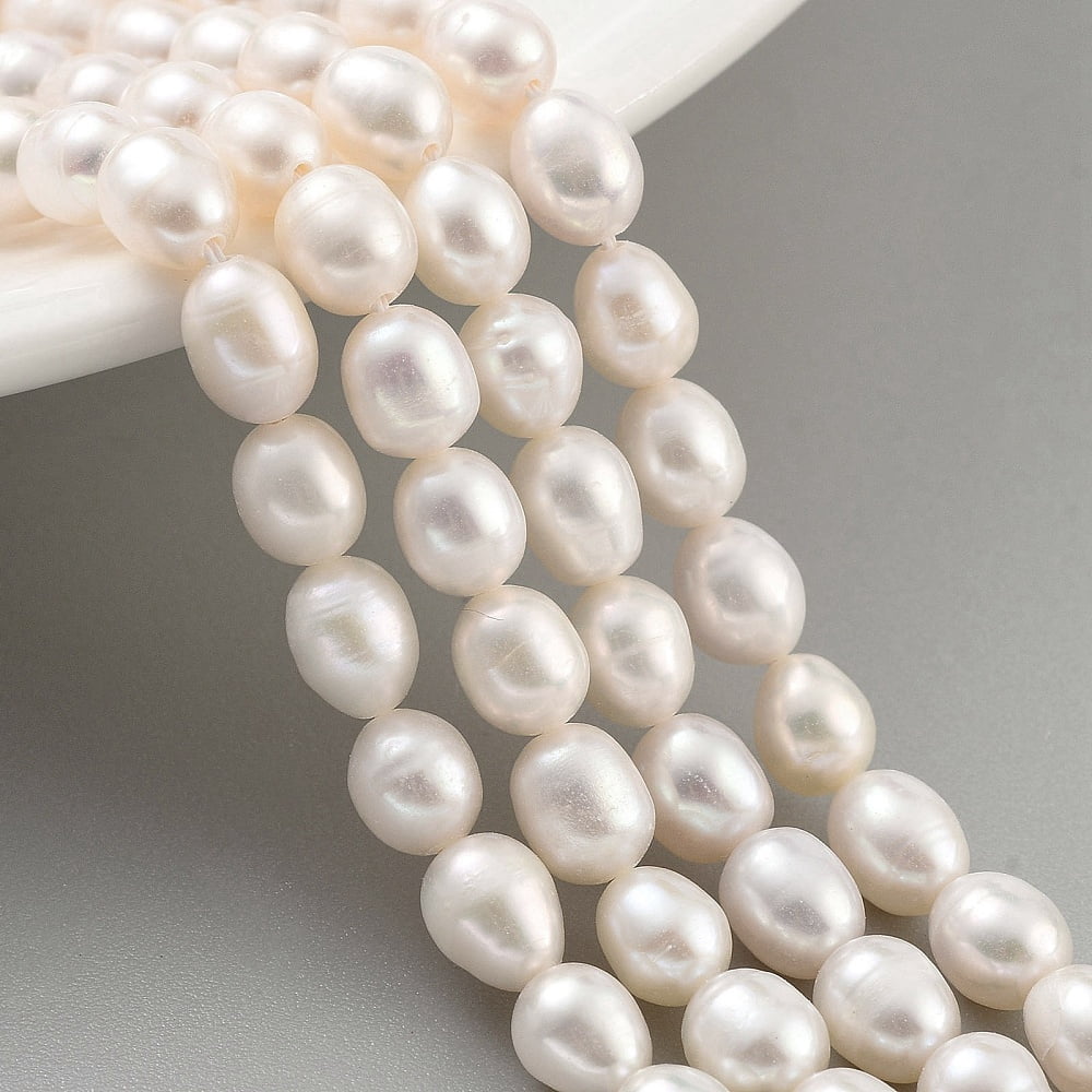 4 Strand Natural Cultured Freshwater Pearl Beads Strands Rice Grade 3A White 5~5.5mm Hole: 0.6mm about 27pcs/strand 6.89''(17.5cm)