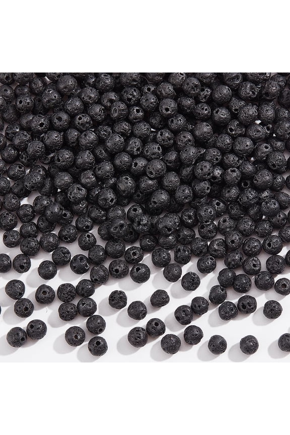 4 Strands About 376 Pcs Natural Lava Rock Beads 4mm Round Stone Beads Loose Gemstone Spacer Beads Beads for DIY Craft Bracelet Necklace Jewelry Making Mixed Color