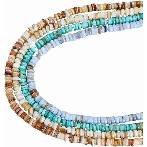 4 Strands Natural Shell Beads 4 Colors Heishi Beads Puka Shells Bead 4mm Flat Round Disc Loose Sea Shell Beads