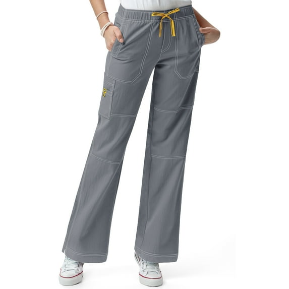 Women's Petite Size Drawstring Elastic Waist Sporty Cargo Scrub Pant