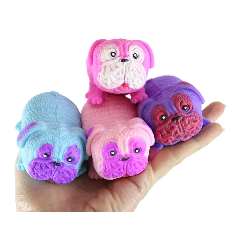 4 Stretchy Pug Dog Crushed Bead Sand Filled - Doggy Lover Sensory Fidget  Toy Weighted (All 4 Colors) 