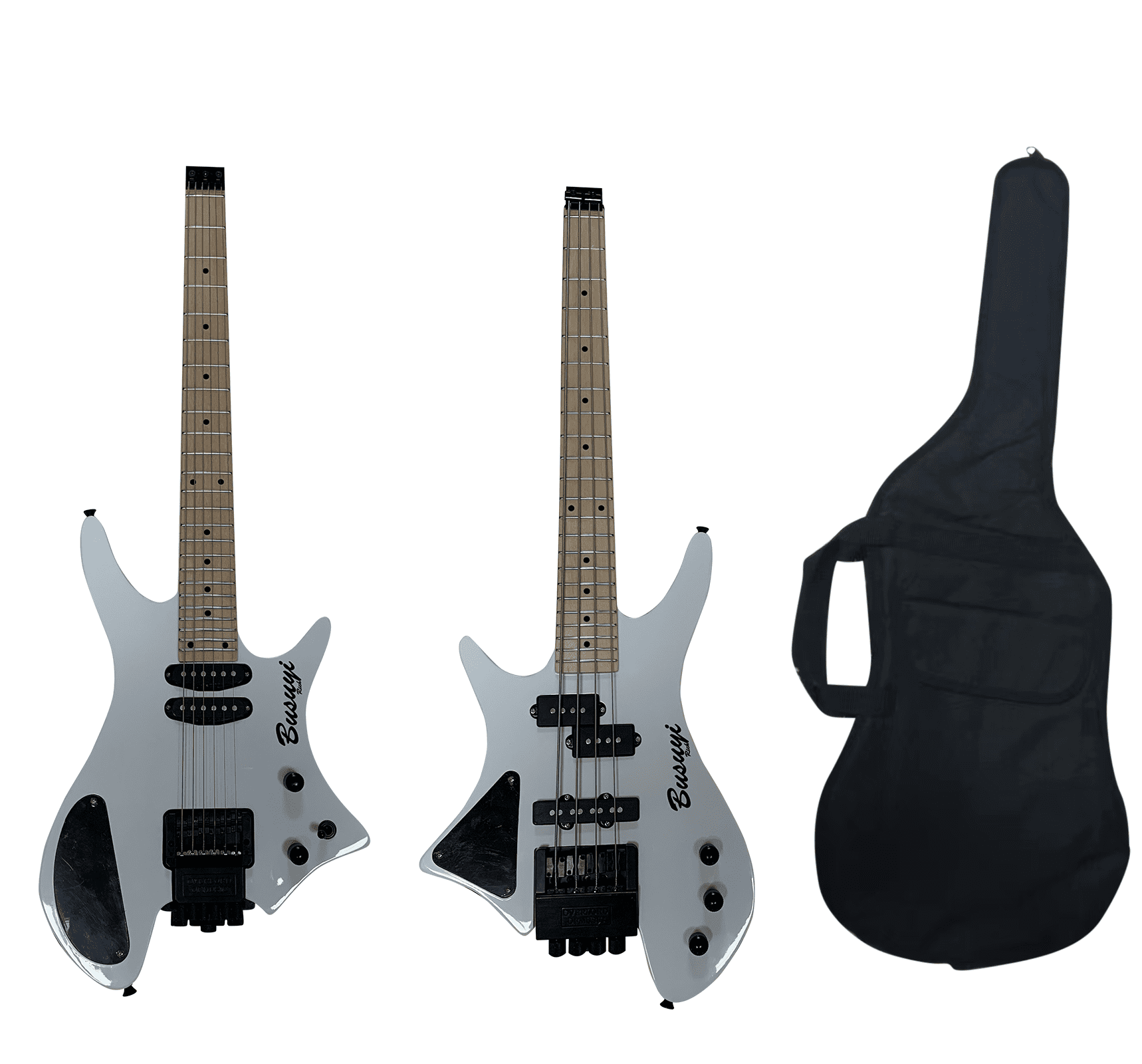 4 String Bass/ 6 String Lead Headless Tremolo Busuyi Guitar Right + Bag ...