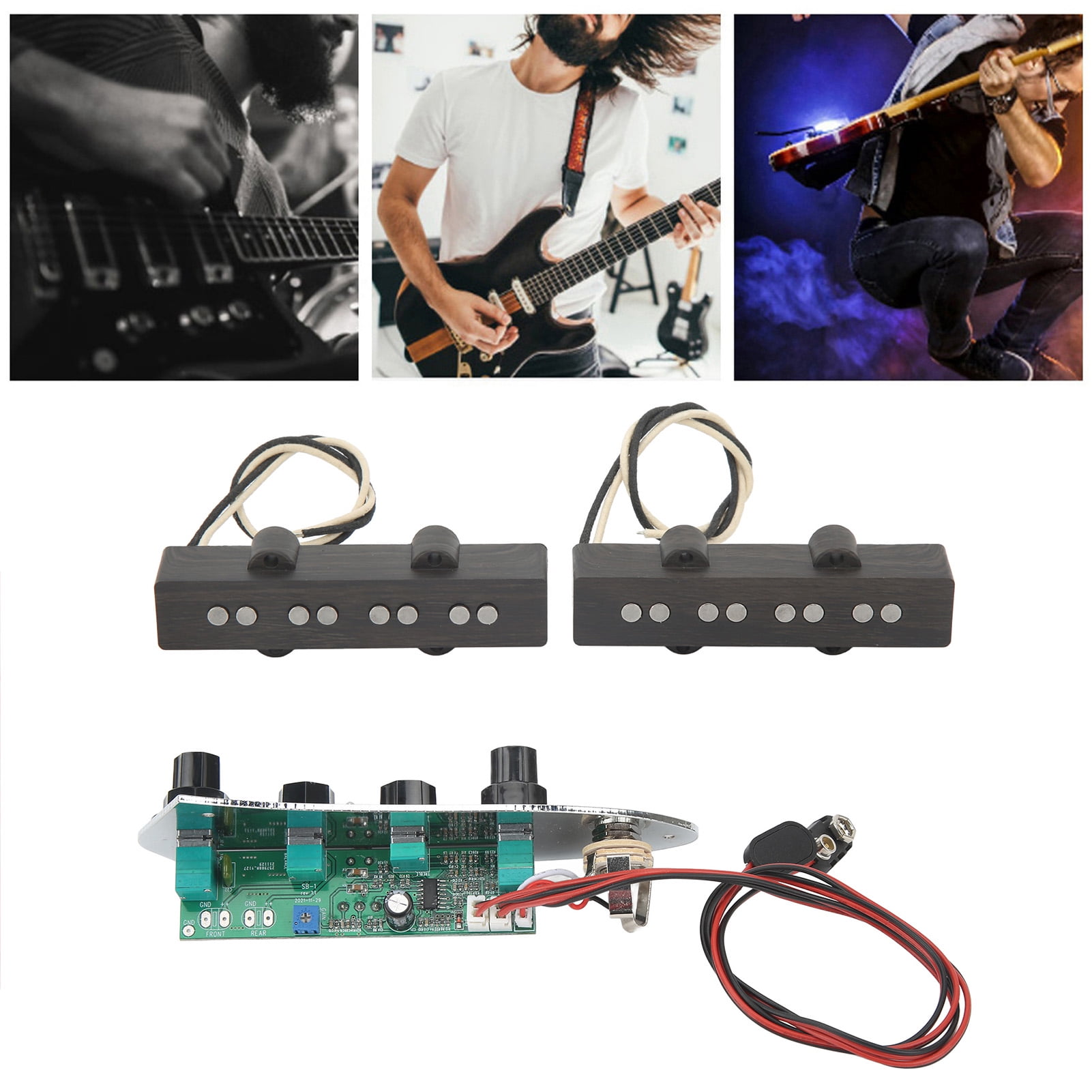 4 String Bass Pickup With Wired Bass Control Plate For Electric Bass