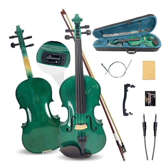4 String Electric Acoustic Violin 4/4 Advanced Maple Spruce With Case Green