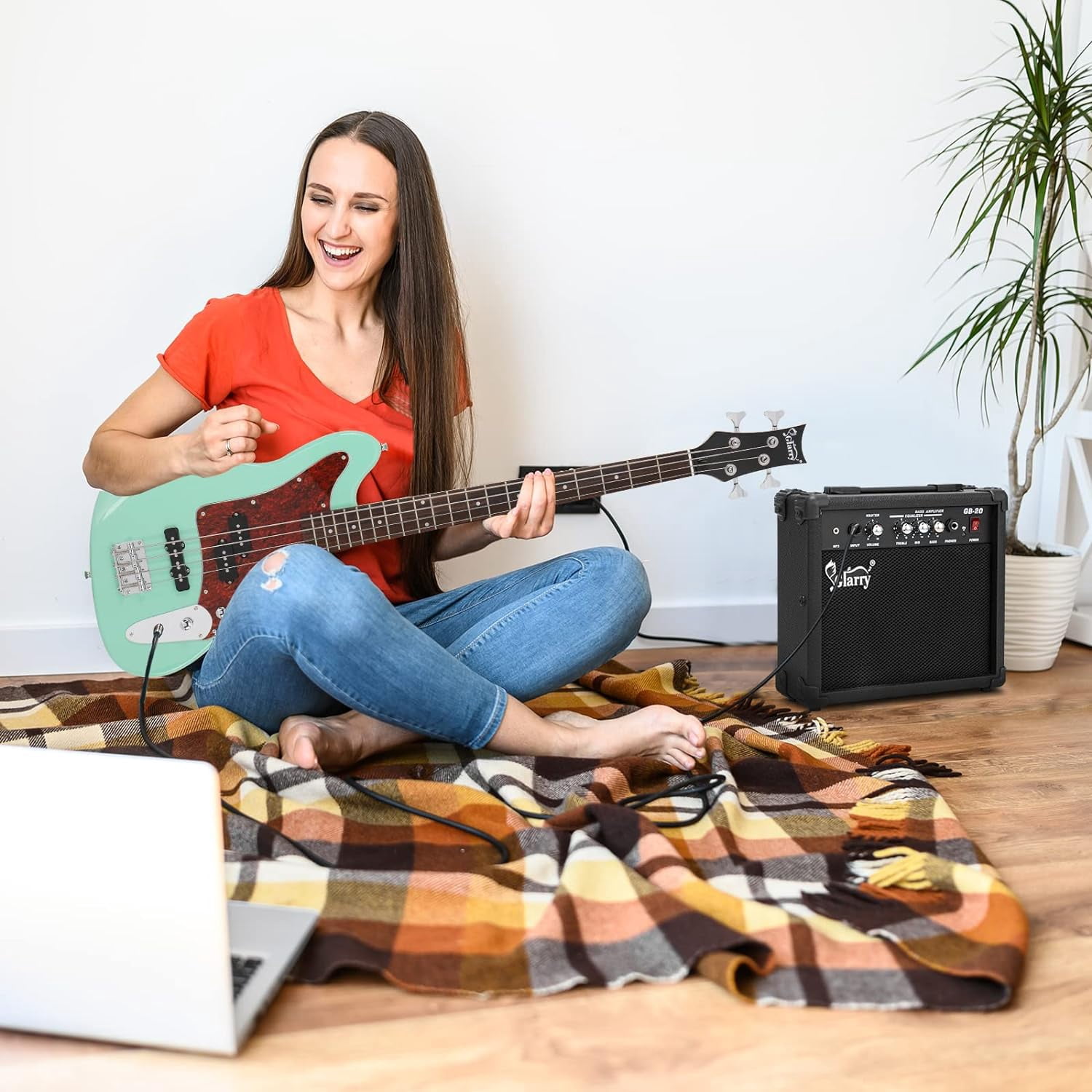 4 String Electric Bass Guitar Beginner Kit w/20w , Red Guard Full Size ...