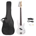 thumbnail image 1 of 4 String Electric Bass Guitar, Split Single-Coil Pickup, Right Handed Design, with Gig Bag, Strap, Spanner Tool for Youths & Adults (White), 1 of 10