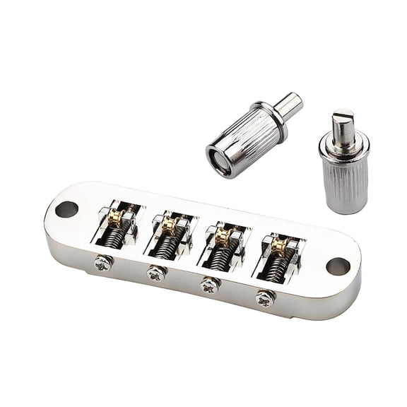 4 String Electric Guitar Bridge Metal Roller Saddles Guitar Bridge 15mm String Spacing Replacement Guitar Bridge