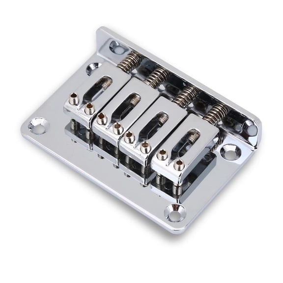 4,String Guitar Bridge, Zinc Alloy Construction, Adjustable Height Intonation, Fits Guitar, Bass, Ukulele