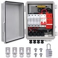 thumbnail image 1 of 4 String PV Combiner Box IP65 Waterproof Solar Combiner Box with 63A Circuit Breaker Lightning Arreste Solar Connector and 15A Rated Current Fuse for On/Off Grid Solar Panel System PV-BOX-4X, 1 of 9