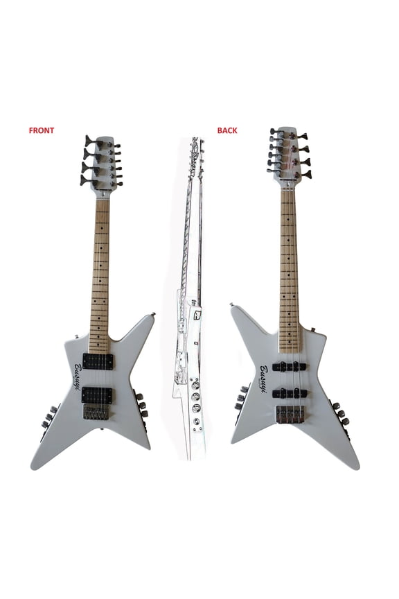 4 String short scale bass/ 6 string Travel guitar Mini (Left Bass/Left Guitar) All levels (white)