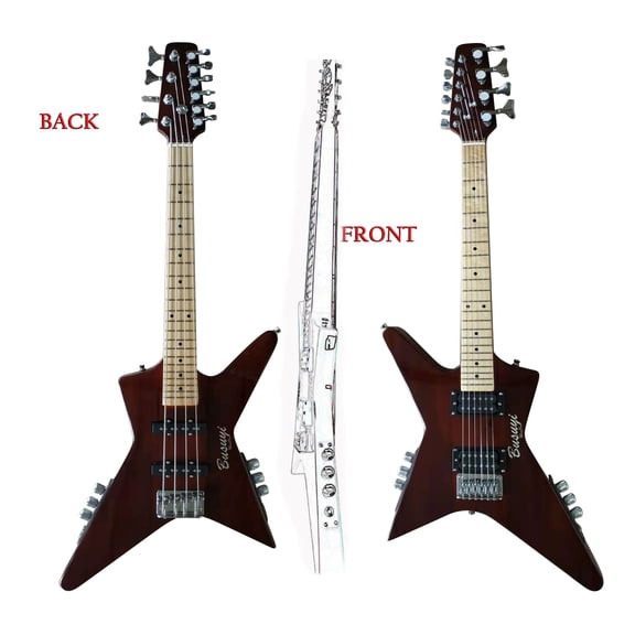 4 String short scale bass/ 6 string Travel guitar Mini (Right Bass/Right Guitar) All levels (brown)