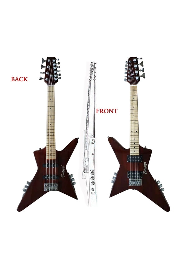 4 String short scale bass/ 6 string Travel guitar Mini (Right Bass/Right Guitar) All levels (brown)