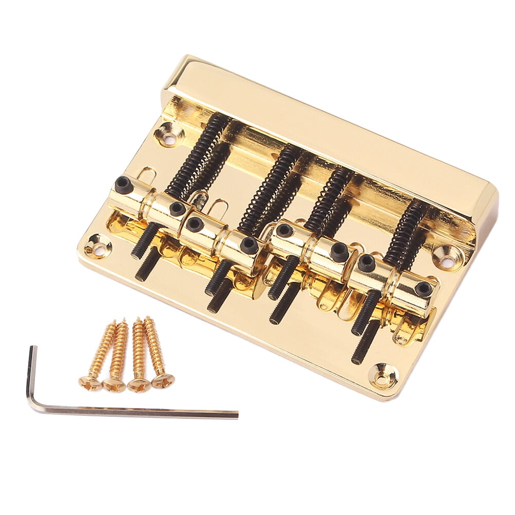4 Strings Fixed Saddle Bridge Nontremolo Hardtail Bridge for Electric Bass Guitar Replacement
