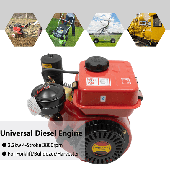 4-Stroke 6 HP Engine Single Cylinder Air Cooled Red 13.77*14.96 For Small Agricultural Machinery