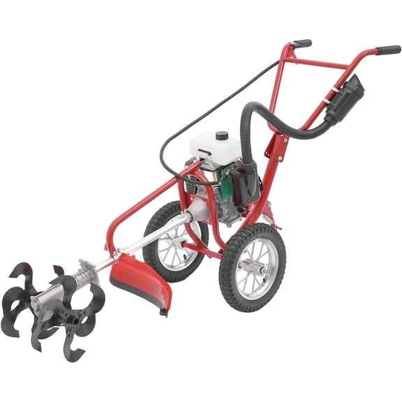 4-Stroke Cultivator 4HP 63cc 3-in-1 Mini Tiller for Mowing Tilling and Trenching 240 RPM with Adjustable Wheels & Easy Pull-Start for Garden, Farm
