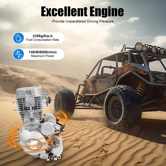 4-Stroke Dirt Bike ATV Engine, 4 Stroke 250cc Dirt Bike ATV Engine Motor with 5-Speed Manual Transmission, Single Cylinder with Air-Cooled Vertical Engine