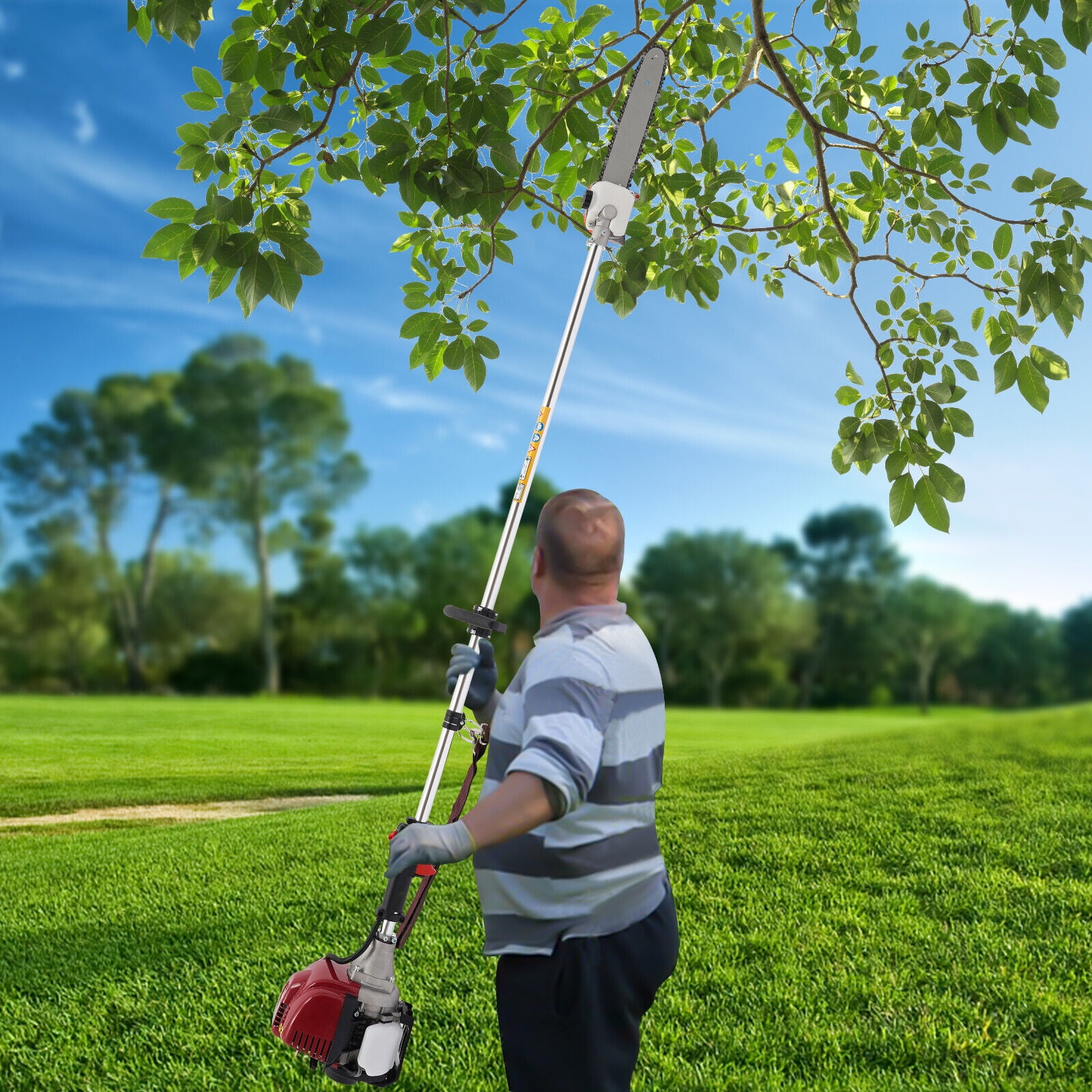 4Stroke Engine Gas Powered Pole Saw Chainsaw Tree Trimming Pruner Tool