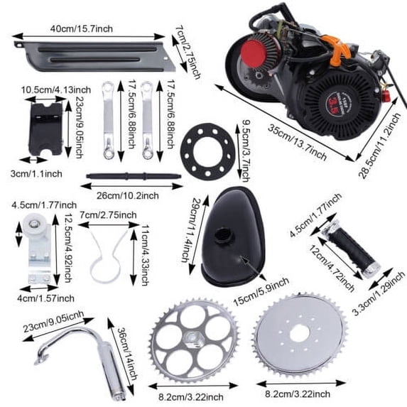 4-Stroke Gas Motorized Bicycle DIY Kit 3600rpm 3HP Single Cylinder Petrol Engine
