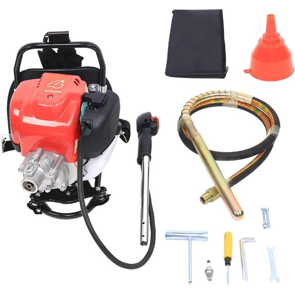 4 Stroke Gas Power Concrete Vibrator Air Bubble Remover Gasoline Backpack Vibrator Portable Insertion Vibrator Air Bubbles Level Remover Construction Tool Cement Vibrator 38.7CC 1.4HP