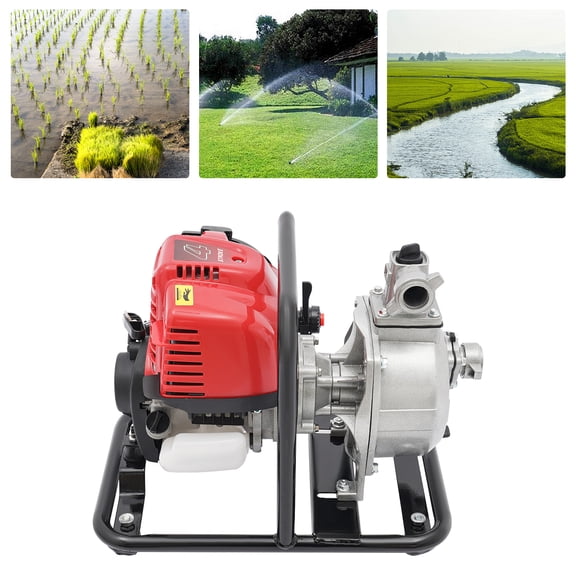 4-Stroke Gasoline Water Pump 1.2KW 38cc 35.66 GPM High Flow Portable Centrifugal Pump with 26.25ft Suction Head 98.43ft Lift for Garden Irrigation Farm Drainage Fire Fighting