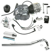 4 Stroke Lifan 140cc Dirt Pit Bike Engine Motor + 28mm Exhaust Muffler Kit for Mini Trail Z50 ATC70 XR70 CRF70 CT70 CT90 CT110 XL70 QA50 SL70 ZB50 Apollo RFZ 125 CRF50 Motorcycle