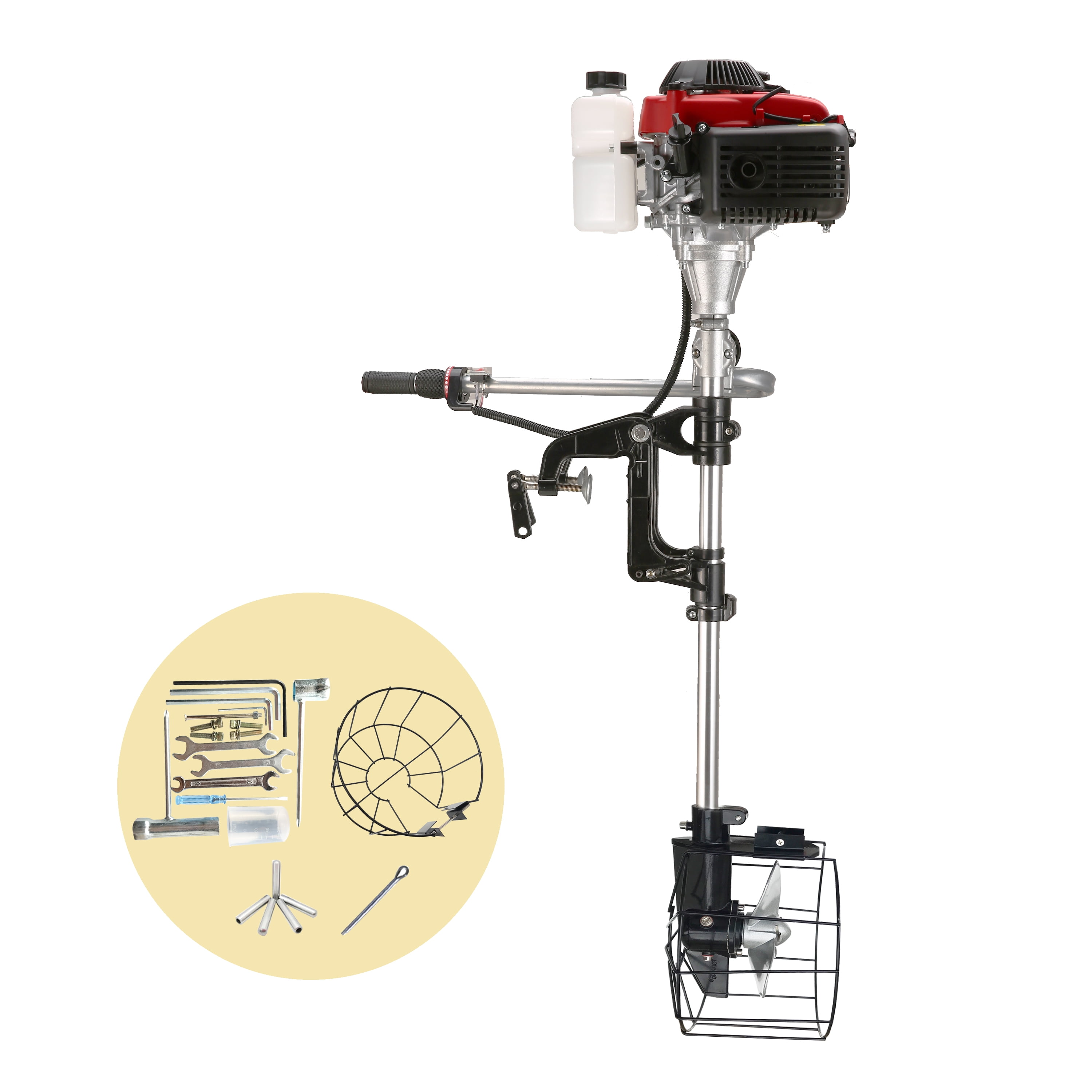 4 Stroke Outboard Motor 4 hp Outboard Boat Motors 60cc for Inflatable, Kayak, Dinghy, Canoe Small Boat, With Shade and Manual Reverse