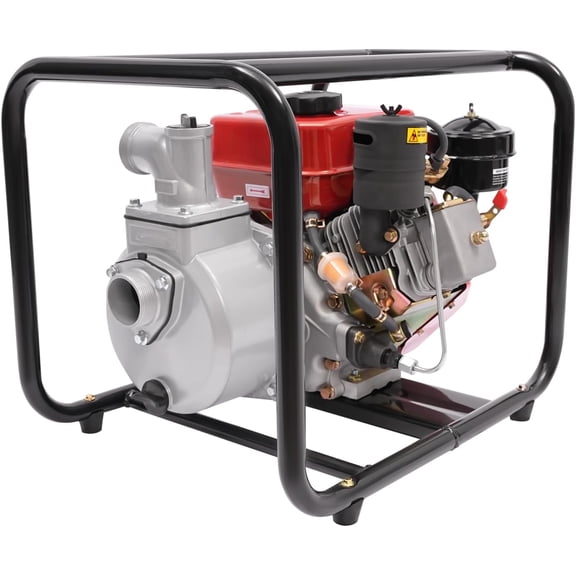 4-Stroke Water Pump,2inch 196CC Diesel-powered Trash Water Transfer Pump,Portable High Pressure with 24.61ft Hose,Diesel Water Pump for Irrigation Pool (2 inch)