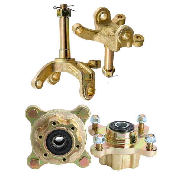 4 Stud Go Kart Front Wheel Rim Hubs with Front Steering Knuckle Spindles for Karting Golf Kart ATV UTV Quad Buggy Moped Dune Drift Trike 4 Wheeler Tricycle Offroad Motorcycle Taotao Polaris