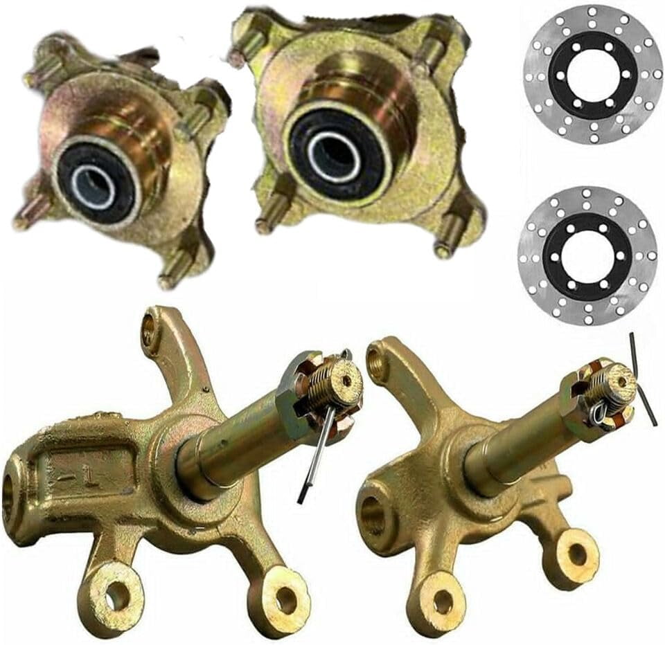 4 Stud Wheel Hub Front Steering Spindle Brake Disc Rotor,Front Steering Knuckle Hub Assembly for 125cc 150cc 200cc Quad Go Kart Buggy 4 Wheeler ATV UTV DIY