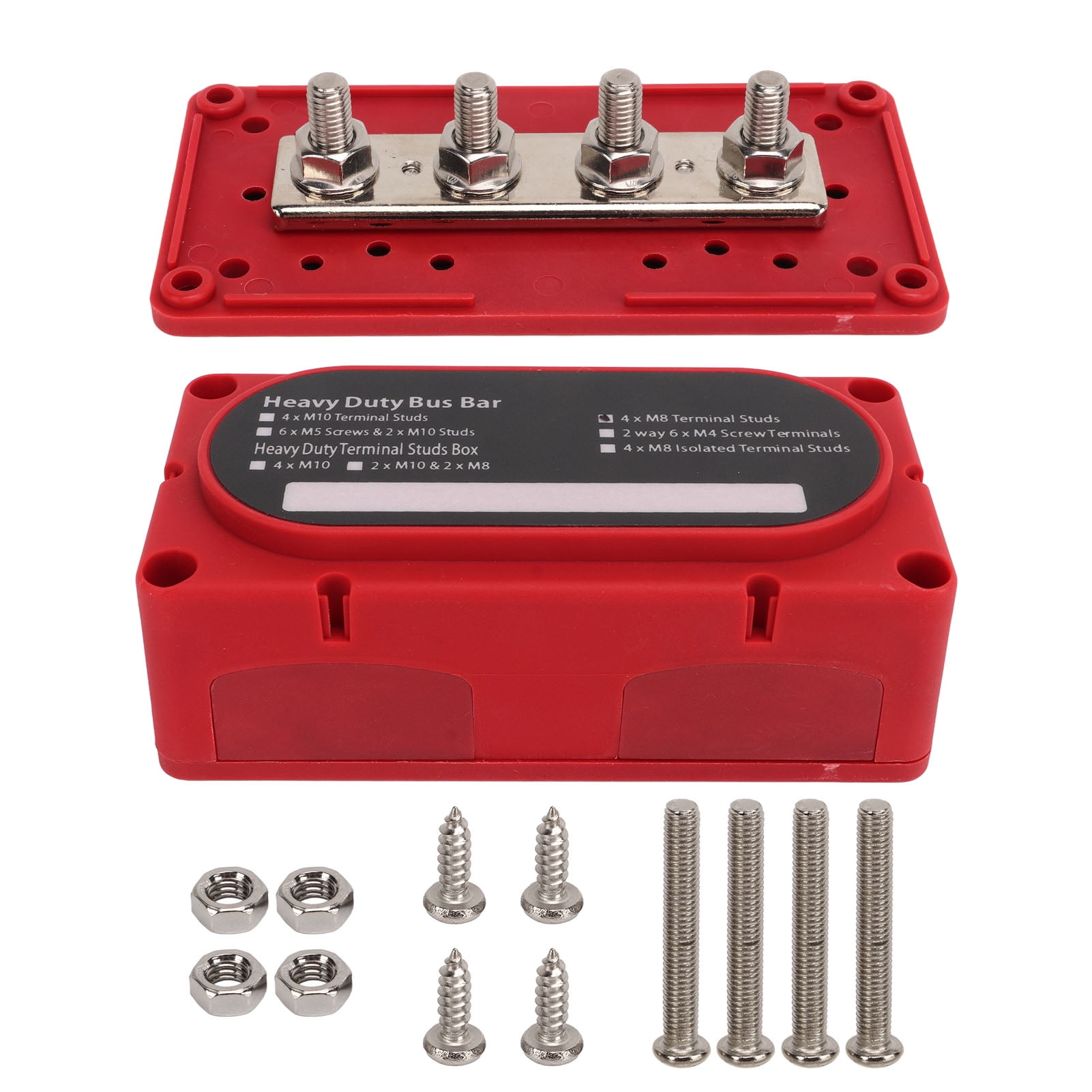 4 Studs Power Distribution Block 12?48V 300A M8 Battery Bus Bar for Car