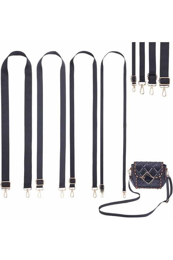 4 Style Adjustable Crossbody Bag Straps 48 Inch Canvas Shoulder Strap Replacement with Swivel Clasps for Laptop Shoulder Bag Camera Bag Black 1box