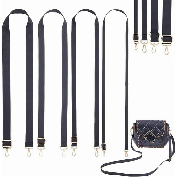 4 Style Adjustable Crossbody Bag Straps 48 Inch Canvas Shoulder Strap Replacement with Swivel Clasps for Laptop Shoulder Bag Camera Bag Black