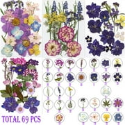 4 Style Dried Pressed Flowers for Resin, Real Pressed Flowers Dry Leaves Bulk Natural Kit for Scrapbooking DIY Art Crafts, Epoxy Resin Jewelry Molds, Candle, Soap Making, Nails Decor