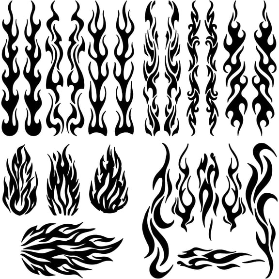 4 Styles 4Pcs Flame Reflective Car Sticker Black Fire Racing Sports Stripe Car Bumper Decals Waterproof PET Automotive Exterior Decor Stickers for SUV Truck Motorcycle Doors Walls Laptop diy