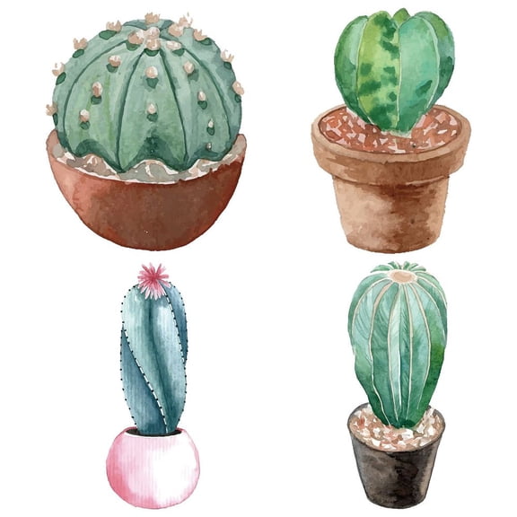 4 Styles 6.3 Inch Desert Cactus Window Decals Static Plant Glass Sliding Door Sticker Clings Waterproof Vinyl Film Spring Bedroom Bathroom DecalsDIY