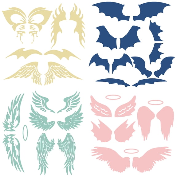 4 Styles Angel Wings Decal 3D Wing Colorful Laser Reflective Car Stickers Waterproof Self-Adhesive Car Stickers Trunk Logo Decal Sticker