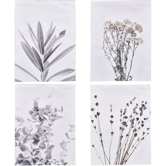 4 Styles Canvas Plant Wall Decor Nature Poster Set Minimalist Botanical Wall Art Paintings Decorations Plants Rustic Modern Artwork for Bedroom Kitchen Classroom Playroom 11.8 x 15.7inch Colorful DIY