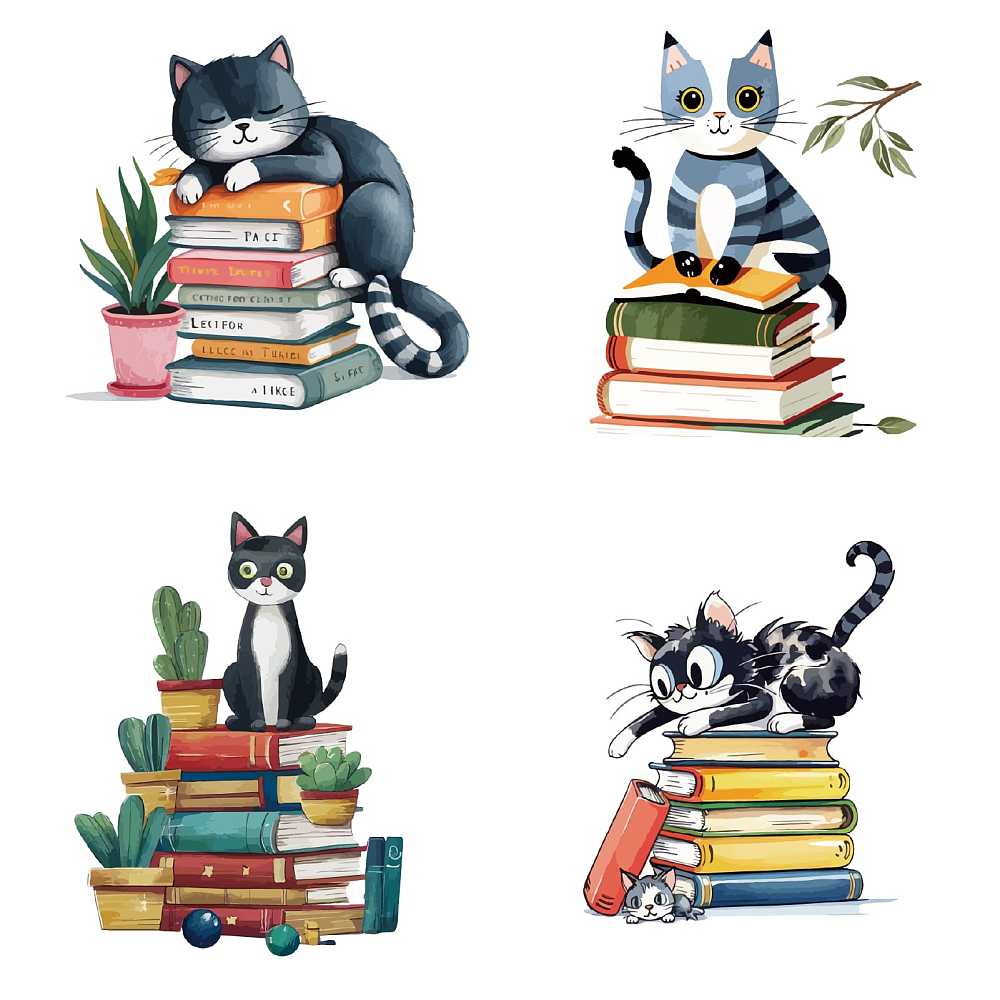 4 Styles Cat Window Decals 6.3x6.3 Inch Animal Static Sliding Door ...