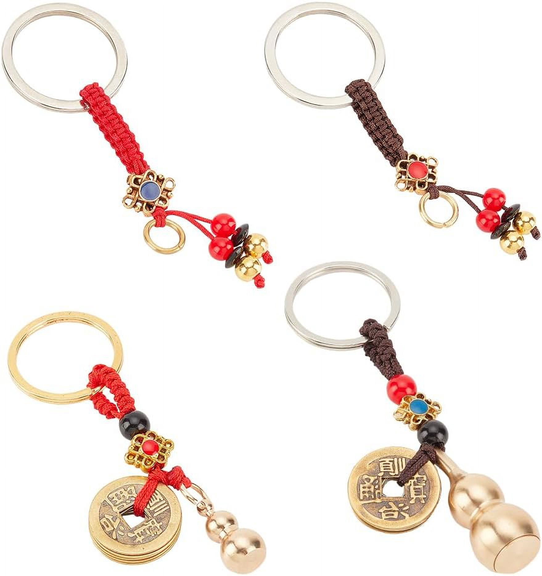 4 Styles Chinese Lucky Keychain Pendants Metal Gourd Keychains Calabash ...