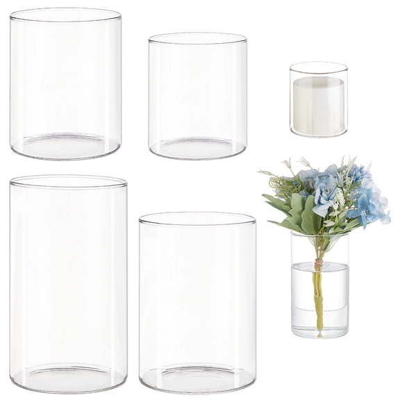 4 Styles Cylinder Vases Flower Centerpiece Vases Hurricane Candle Holder Borosilicate Glass VasesDIY