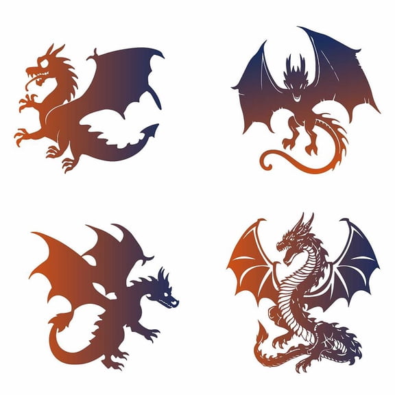 4 Styles Double Side Dragon Window Decals 6.3x6.3 Inch Non Adhesive Removable Reusable Static Sliding Door Glass Decals Vinyl Alert Film Stickers
