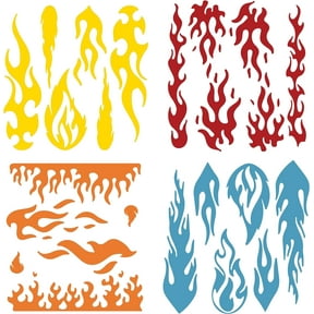 4 Styles Flame Reflective Sticker Vinyl Racing Sports Flame Stripe Decal Waterproof Reflective Car Stickers for DIY Golf Cart Off-Road Vehicles Motorcycles Bike Skateboard Laptop
