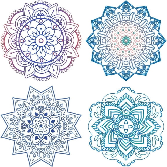 4 Styles Flower of Life Window Decal Meditation Static Window Clings Mandala Non Adhesive Window Film Circle Sliding Glass Door Stickers for Prevent Stop Birds Dogs Pets Strikes