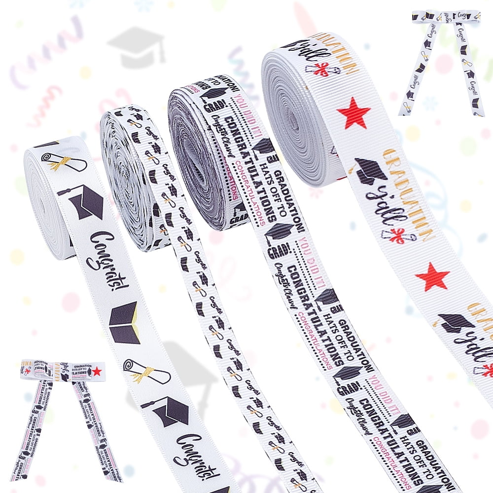 4 Styles Graduation Ribbon 3 Sizes Congrats Grad Ribbons Polyester ...