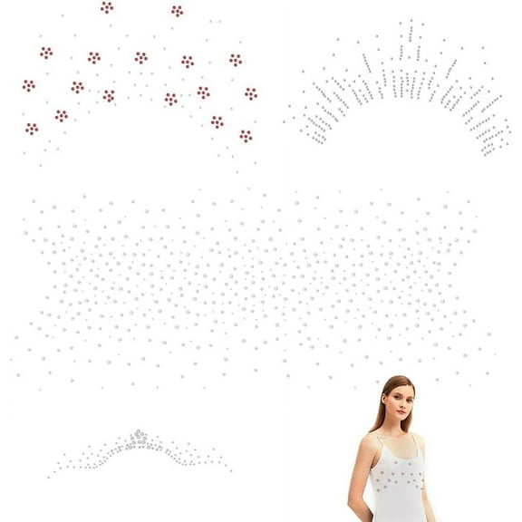 4 Styles Iron on Rhinestones 4pcs Flower Hotfix Rhinestones U-Shaped Hot Stamping Transfers Applique Decal Bling Clear Rhinestone Template for Clothing DIY Shoes Garments Bags Decoration colorful